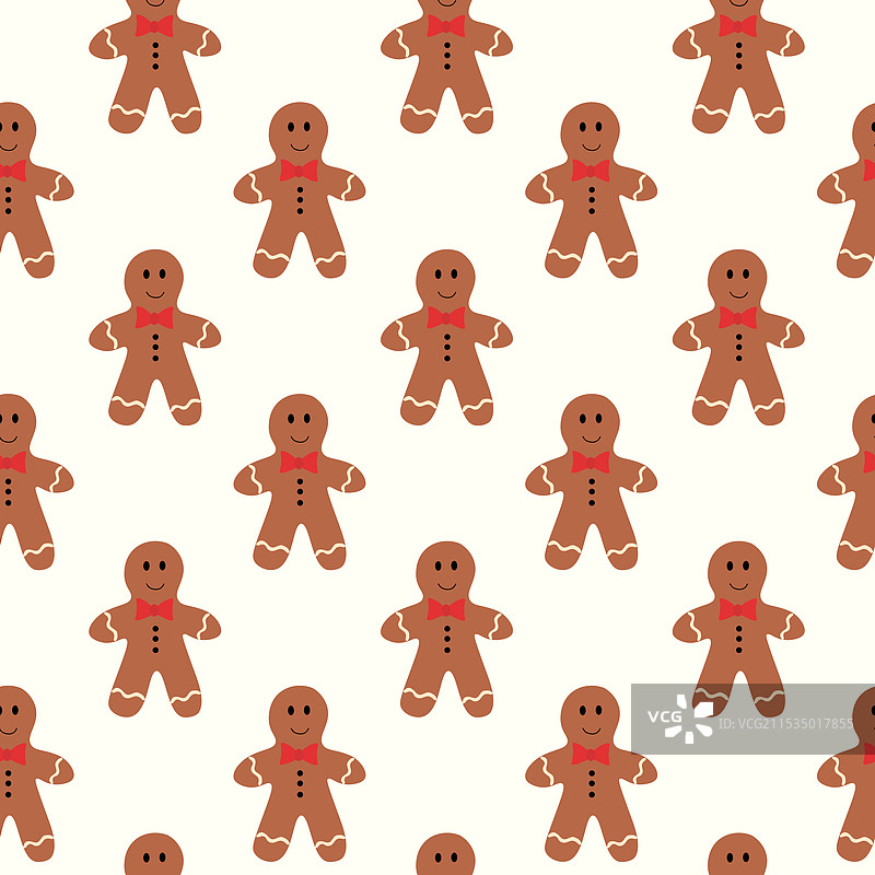 无缝图案的圣诞姜饼饼干图片素材