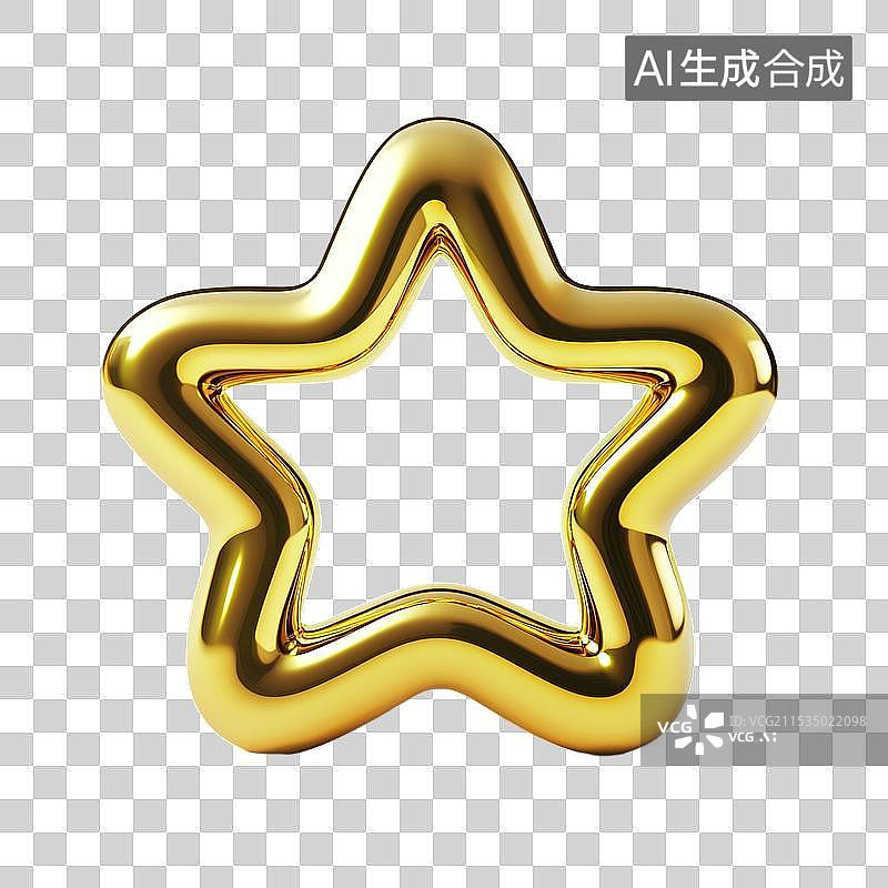 【AI数字艺术】一个厚重的金属五角星星型金箔元素设计素材背景图片素材