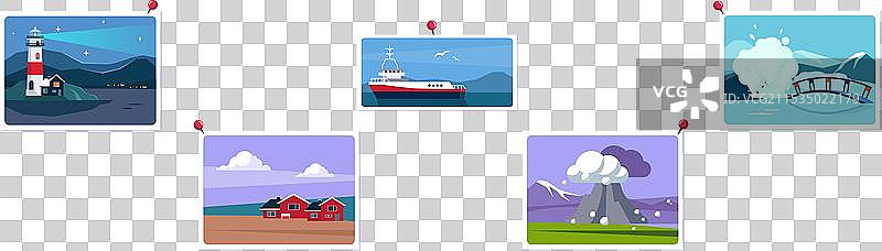 挪威旅行照片和钉在墙上的图片图片素材