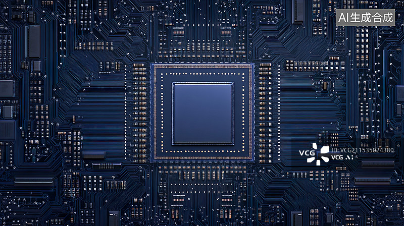 【AI数字艺术】科技芯片特写背景图片素材