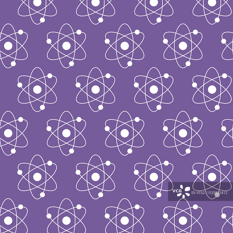 紫色背景上的无缝白色原子图案图片素材