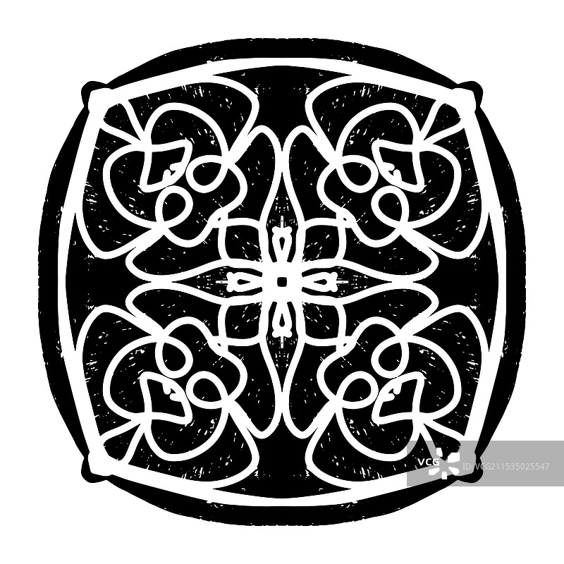 曼荼罗彩绘玻璃纹理黑色对称图案图片素材