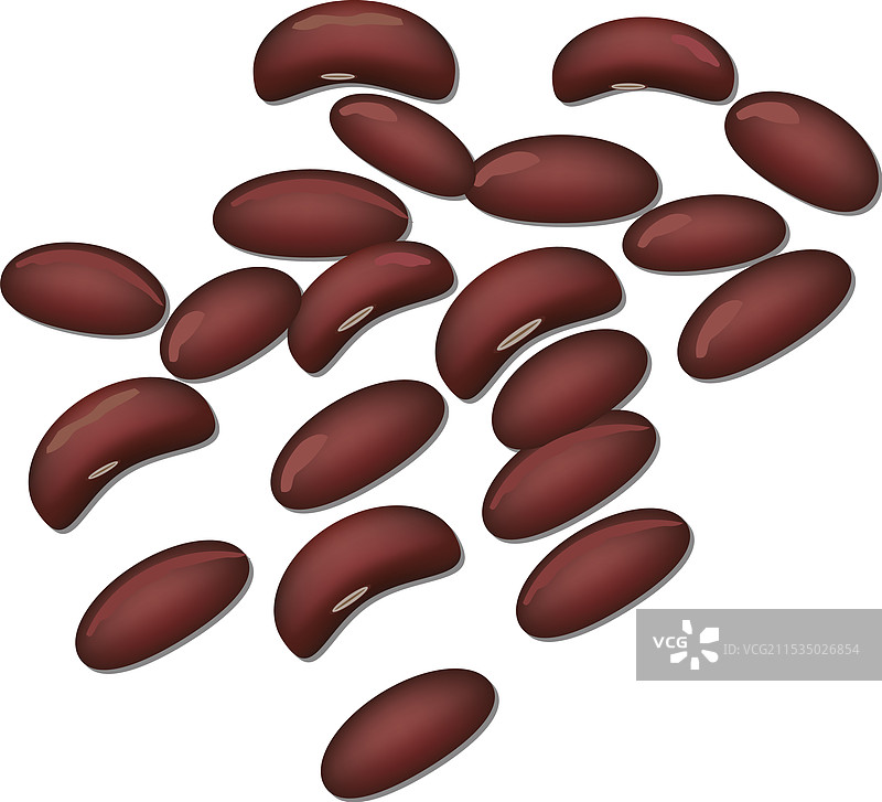 红腰豆在白色背景上掉落图片素材