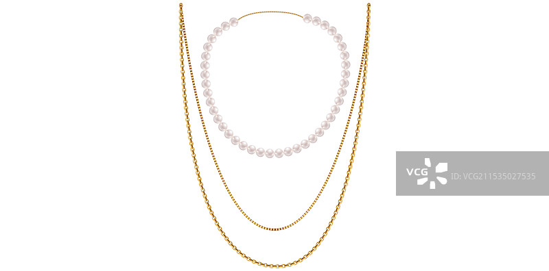 珍珠项链与金链图片素材