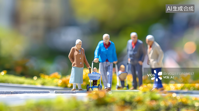 【AI数字艺术】微缩景观养老孤独老龄化图片素材