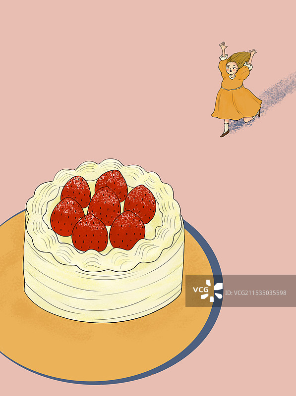 哇，草莓奶油蛋糕，一定超好吃的！图片素材