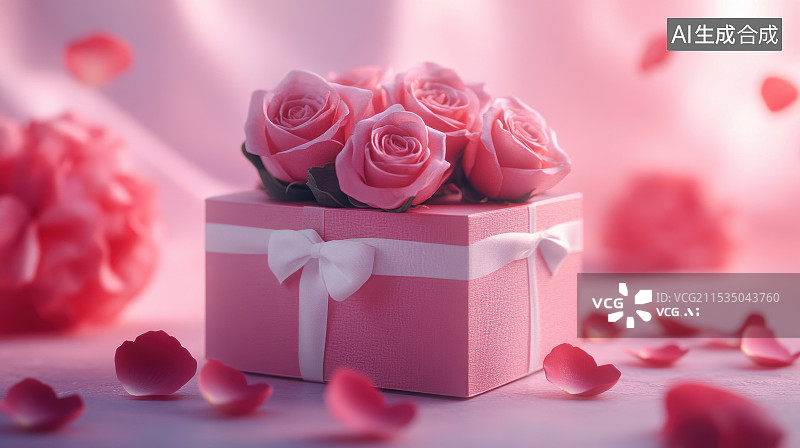 【AI数字艺术】玫瑰花礼盒图片素材