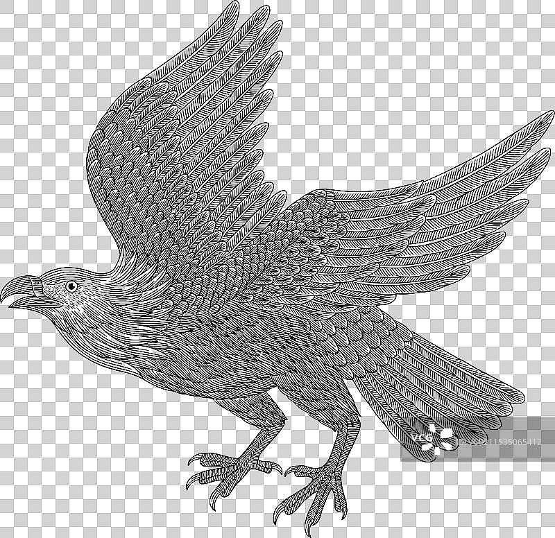 复古雕刻的秃头鹰在天空中飞翔图片素材