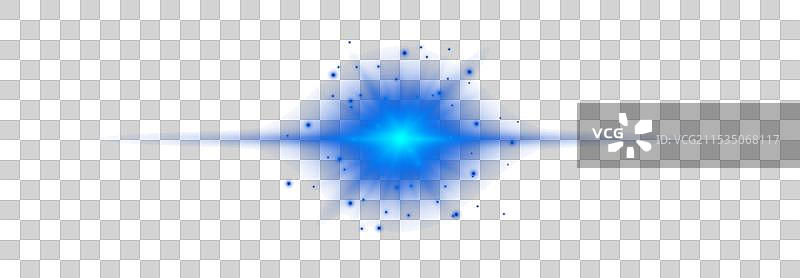 蓝色水平光效的镜头光晕图片素材
