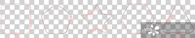 玫瑰金发光的不同几何形状框架图片素材