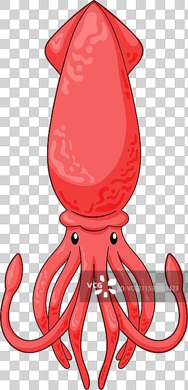 卡通线条艺术风格的海底鱿鱼标志图片素材