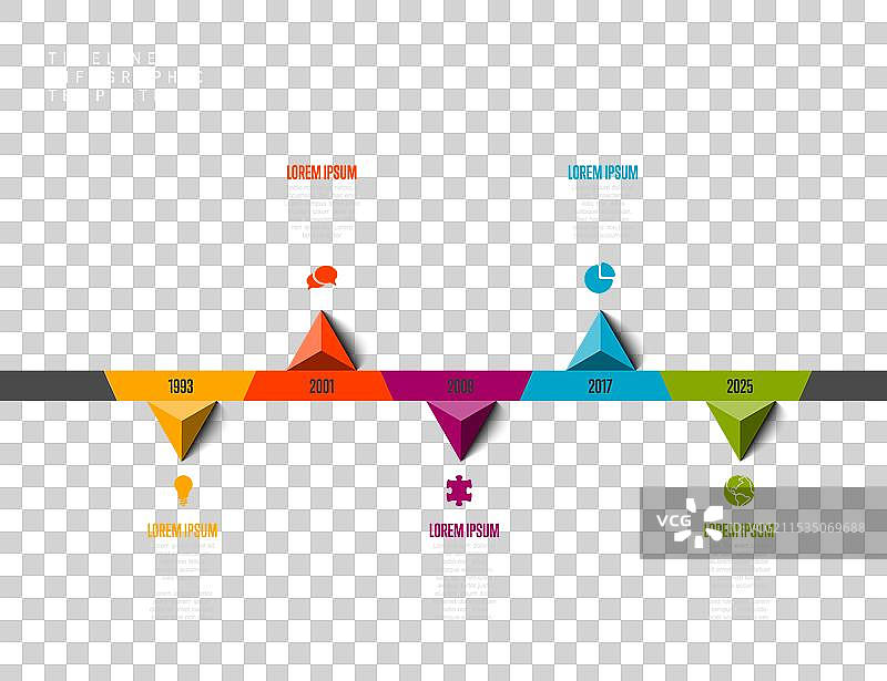 黑色信息图时间线模板，上下排列图片素材
