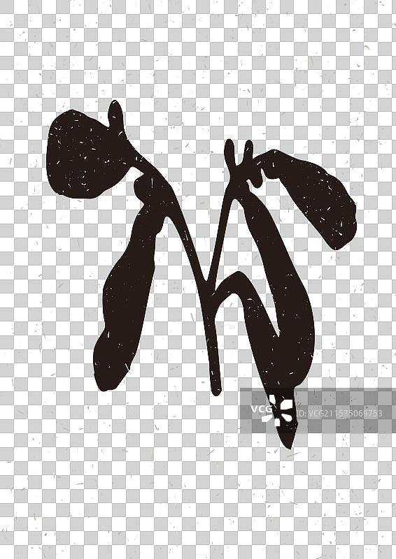 手工制作的亚麻刻版野花小枝图案图片素材