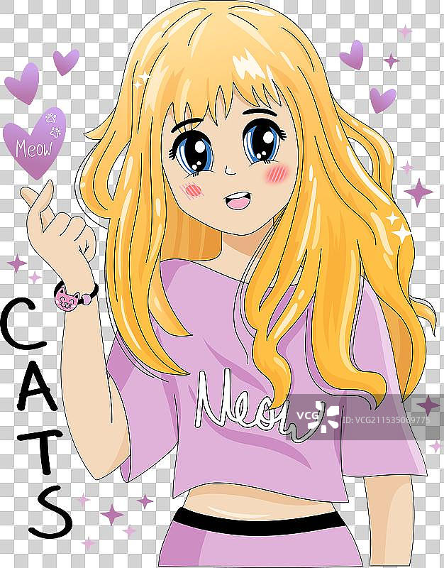 动漫女孩与标语图片素材