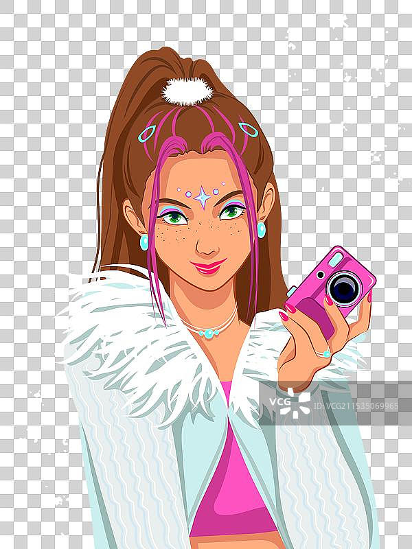 Y2K风格女孩怀旧时尚造型图片素材