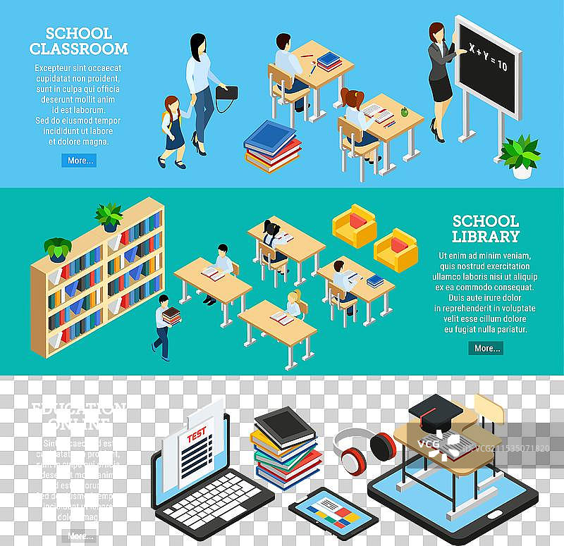 教育等距横幅图片素材