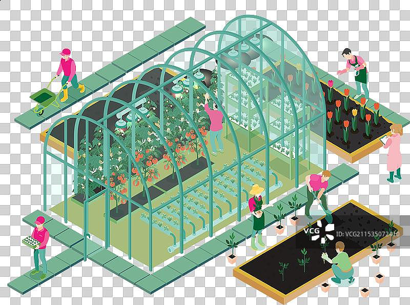 温室等轴测构图图片素材