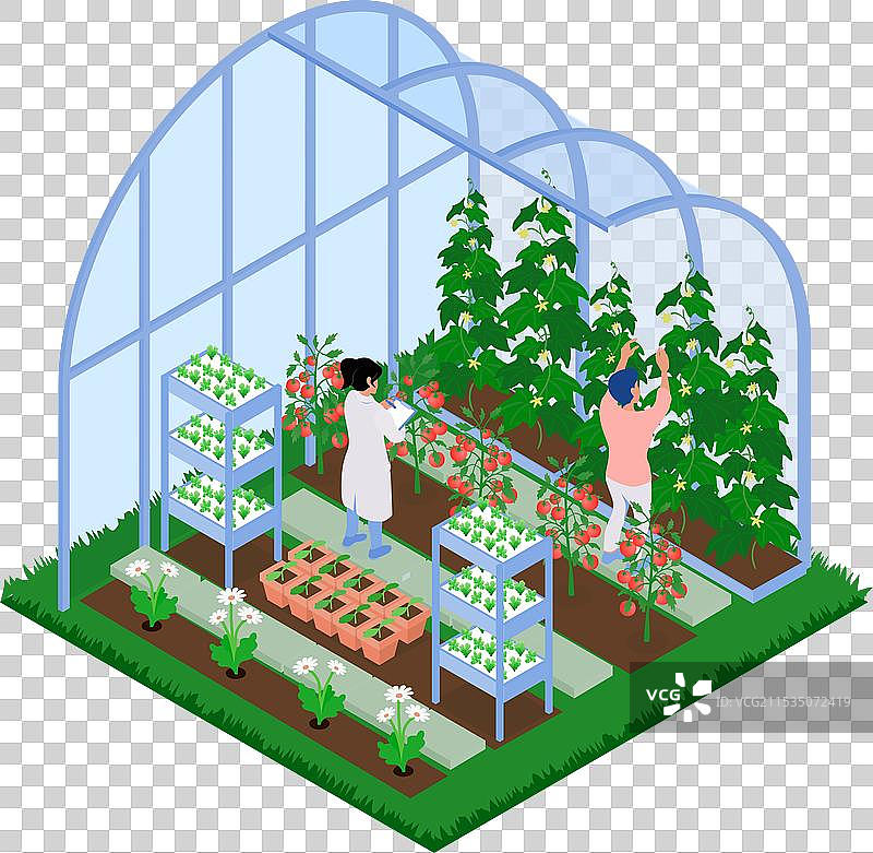 温室等距构图图片素材