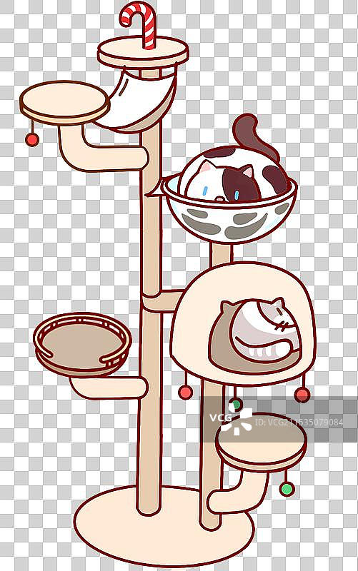 猫咪与猫爬架元素图片素材