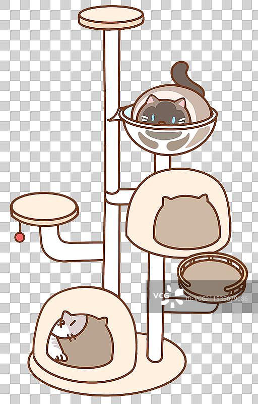猫咪与猫爬架元素图片素材