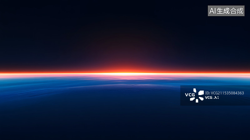 【AI数字艺术】发光的地平线蓝色抽象背景图片素材