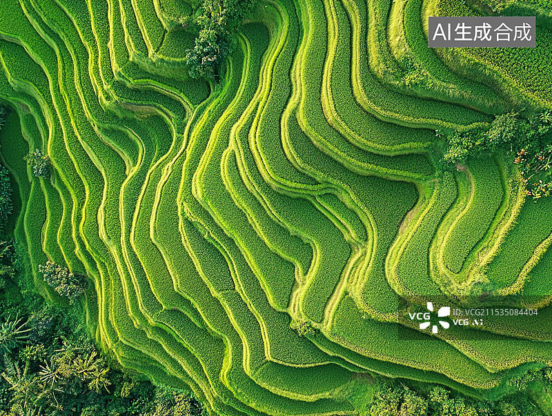 【AI数字艺术】梯田 俯视图片素材