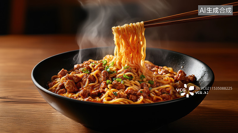 【AI数字艺术】冒着热气的美味牛肉面图片素材
