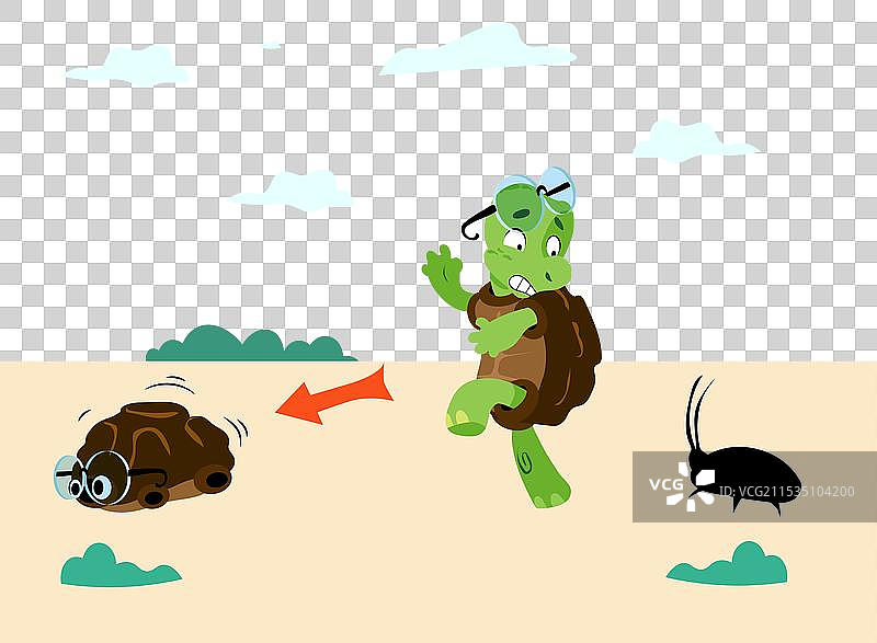 可爱的绿色卡通乌龟与小孩图片素材