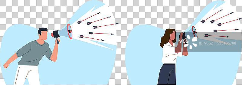 手持扩音器的男女图片素材
