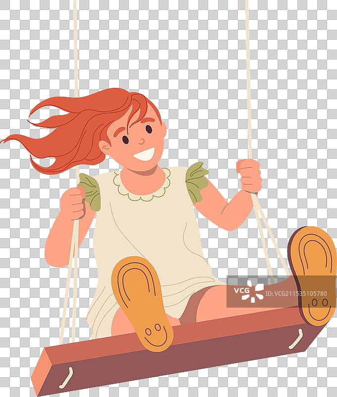 可爱的小女孩卡通角色骑行图片素材