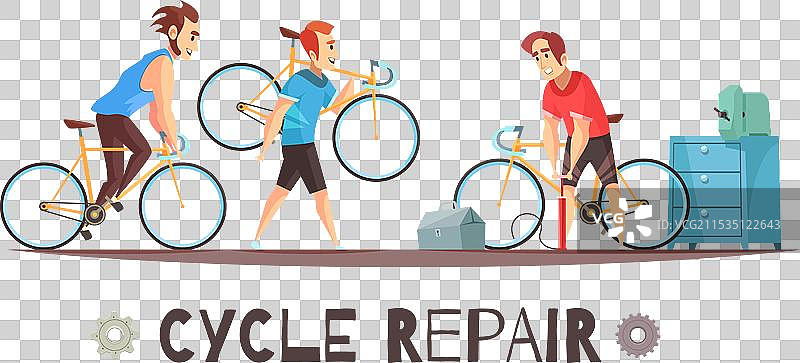 自行车修理工卡通插图图片素材