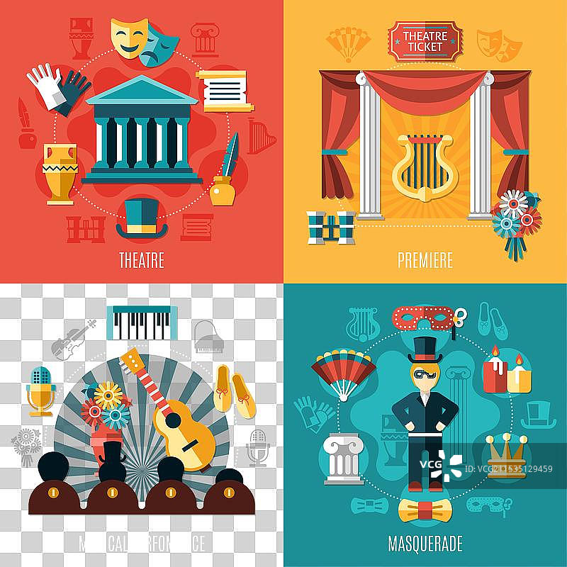 戏剧图标集图片素材