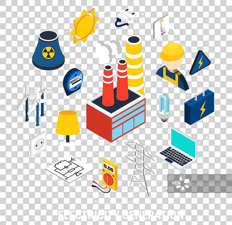 电力等距和圆形构图图片素材