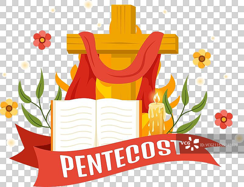 五旬节主日，火焰与圣灵鸽子图片素材