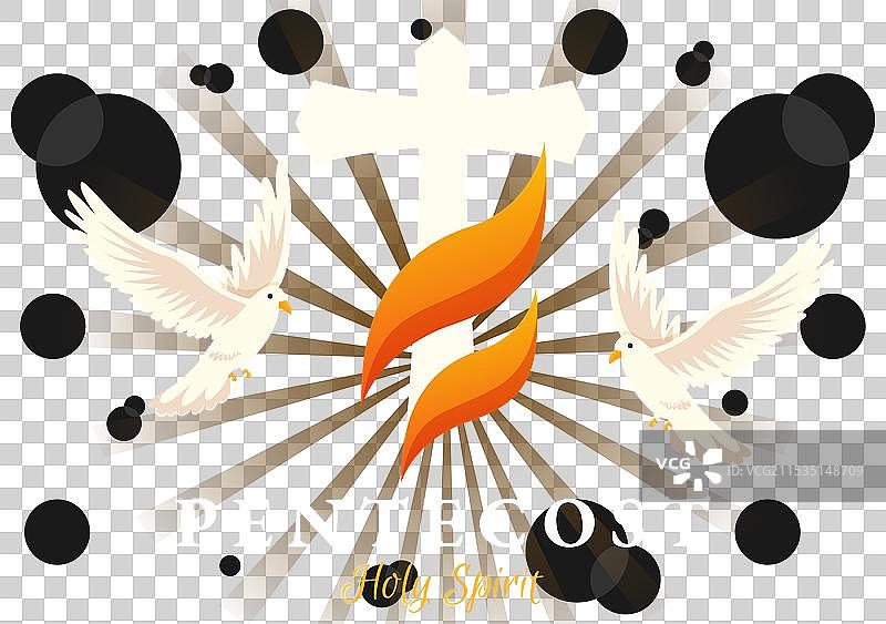 五旬节主日，火焰与圣灵鸽子图片素材