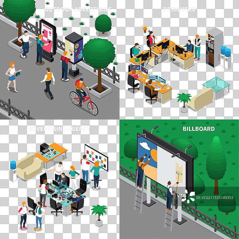 广告代理机构等距概念图片素材