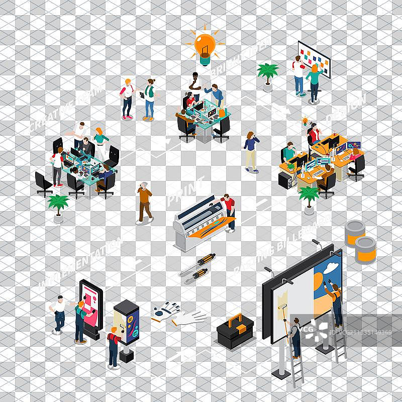 创建广告的等距构图图片素材