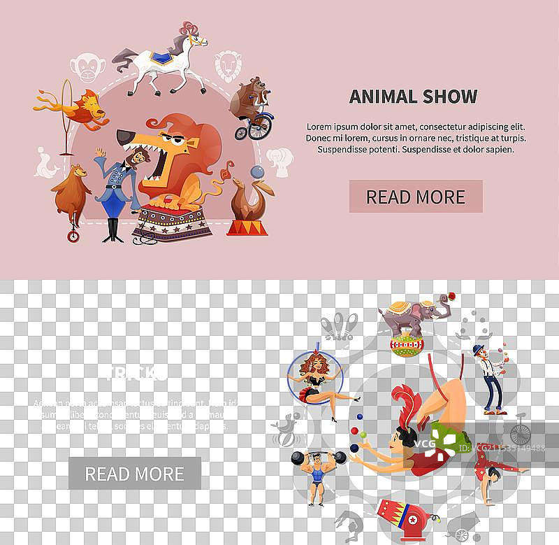 马戏团卡通彩色横幅套装图片素材
