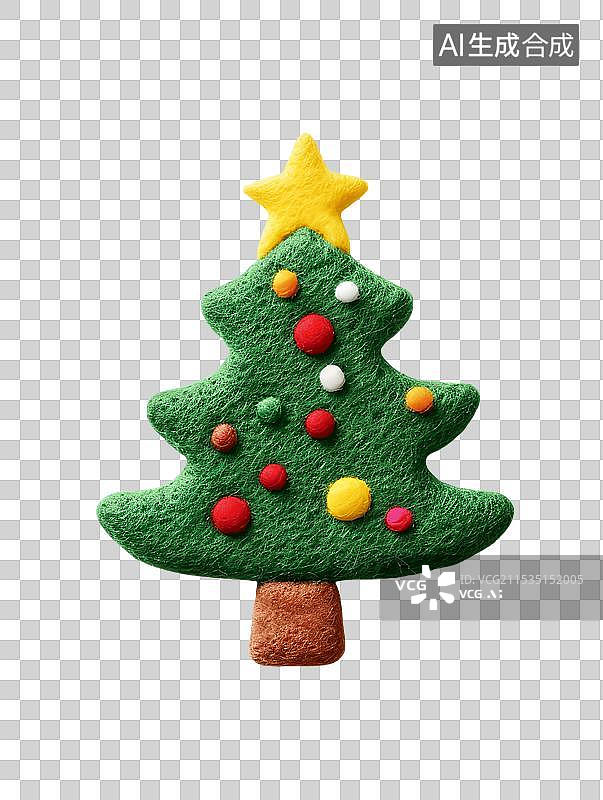 【AI数字艺术】三维渲染可爱毛毡圣诞树免抠图形图片素材