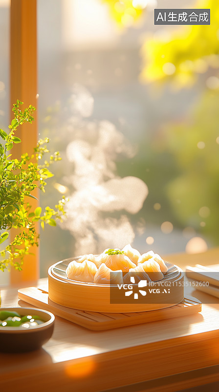 【AI数字艺术】清晨的蒸笼小笼包图片素材