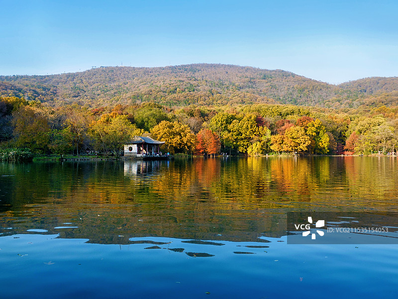 南京紫霞湖秋景图片素材