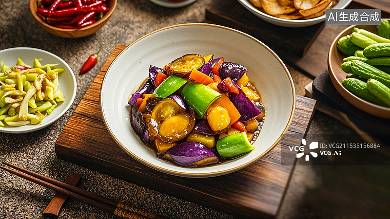 【AI数字艺术】中国美食素菜热菜家常菜地三鲜图片素材