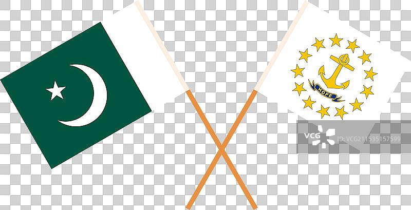 巴基斯坦和罗德岛州的交叉旗帜图片素材