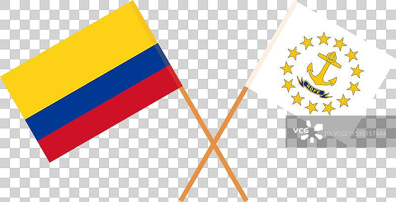 哥伦比亚和罗德岛的交叉旗帜图片素材