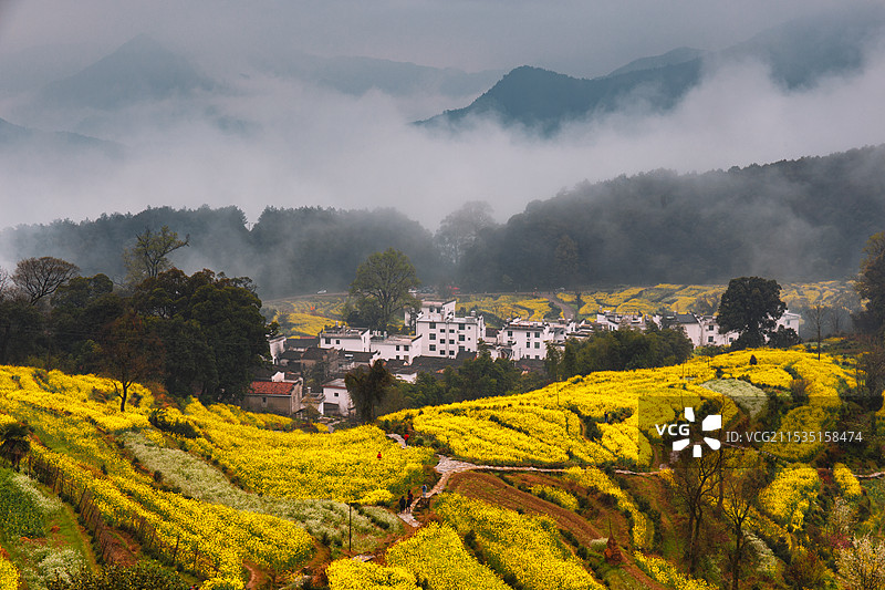 晨雾中的江湾图片素材