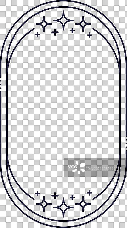 带星星闪烁的简约线条椭圆框边框图片素材