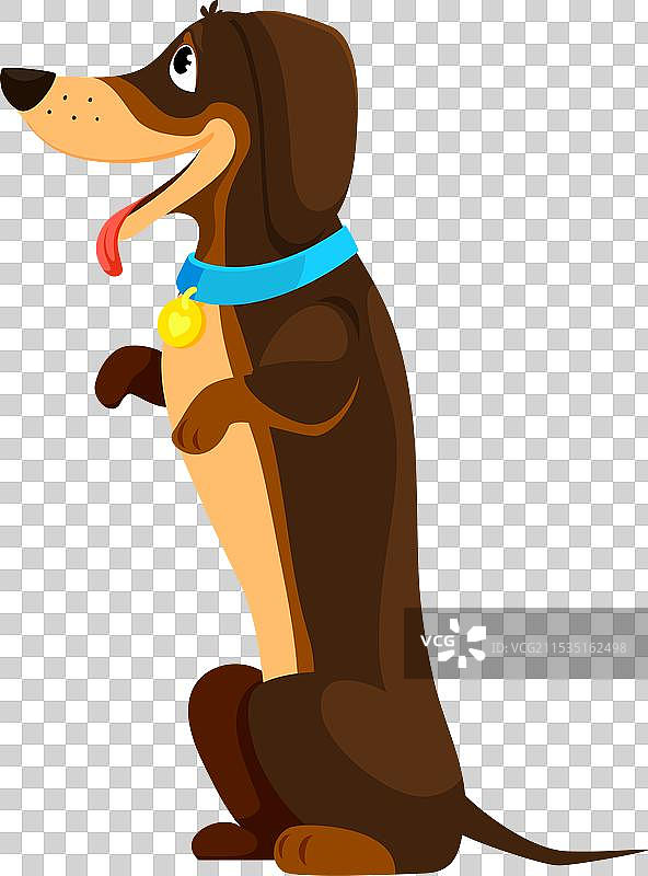 卡通腊肠犬角色站立在后腿上图片素材