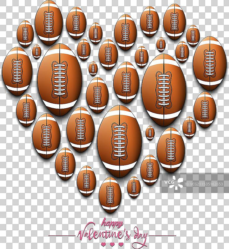 情人节快乐，心形由足球组成图片素材