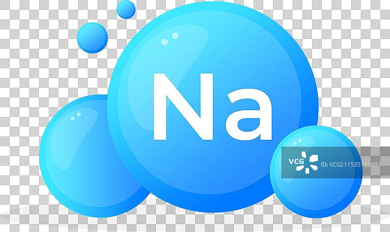 用鲜艳的蓝色可视化的钠元素Na图片素材