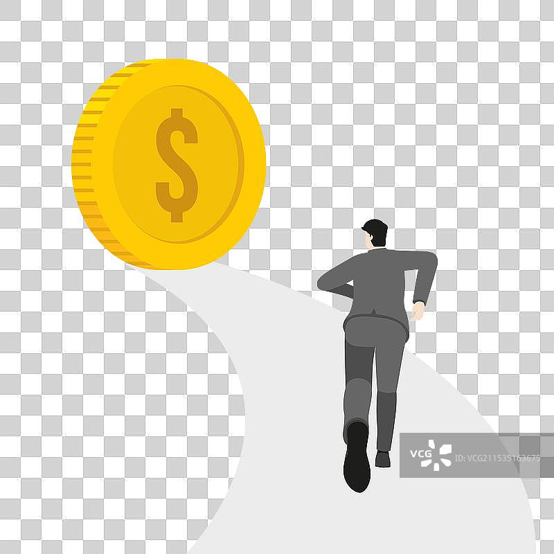 一位商人朝着某个方向奔跑图片素材